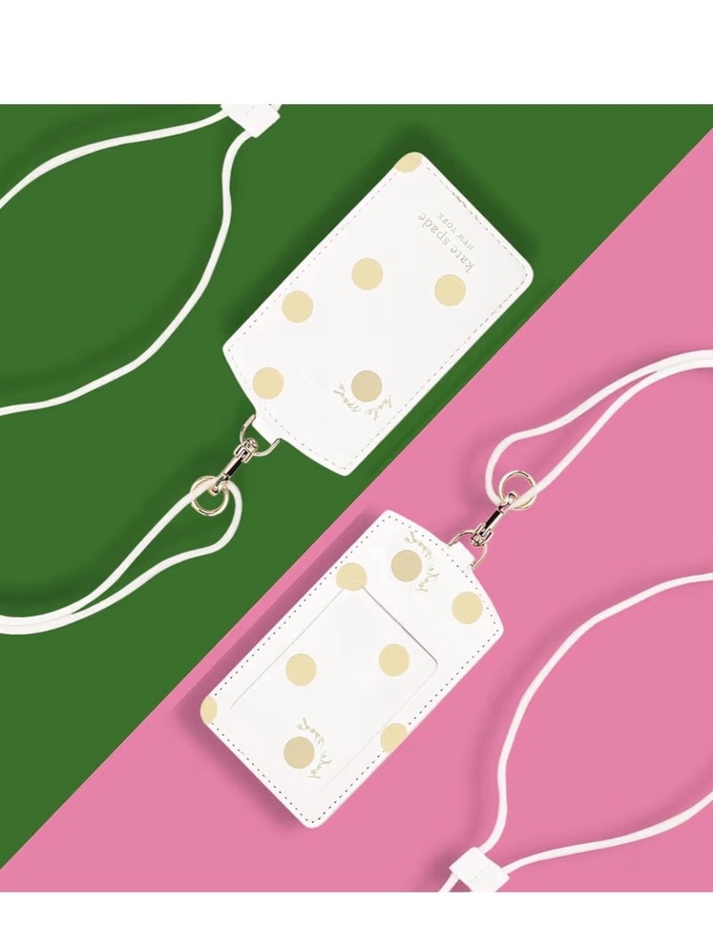 kate spade Pink and Gold Polka Dot ID Holder - Picture 5 of 5